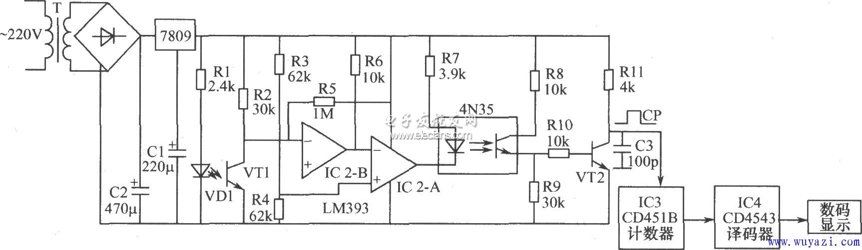 光電計數(shù)電路圖