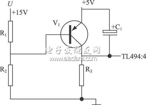 利用TL494:4 腳進(jìn)行驅(qū)動(dòng)軟啟動(dòng)及電源保護(hù)