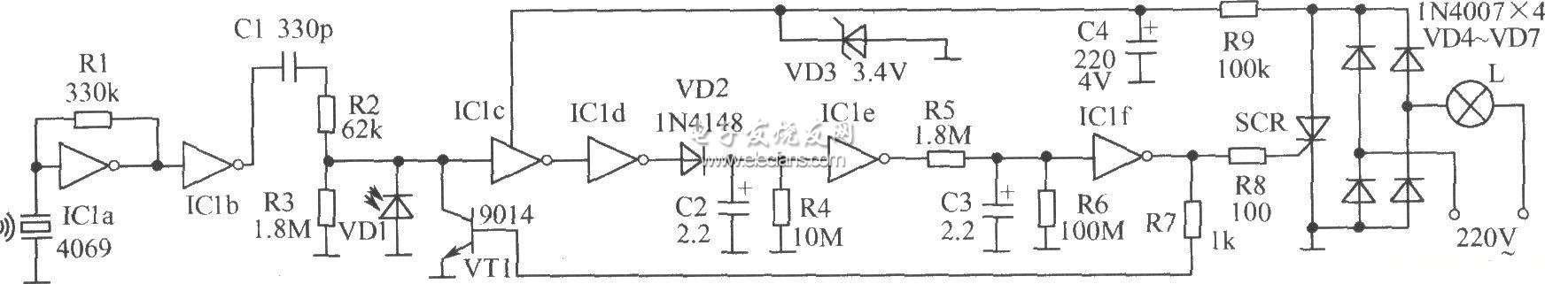 白熾燈中的光控開關(guān)電路