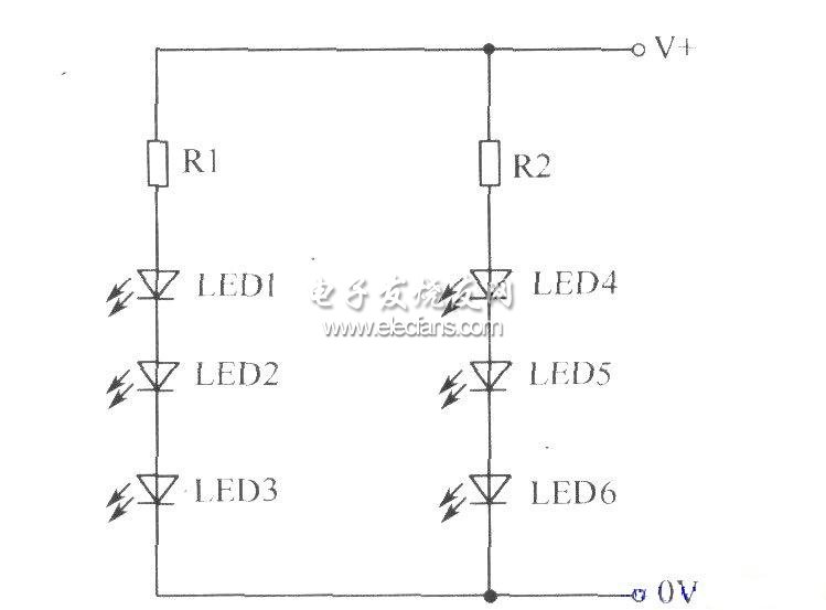 多只LED的驅(qū)動(dòng)電路圖