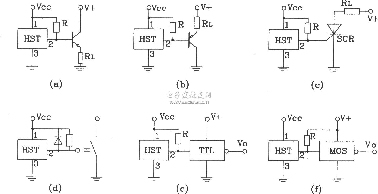 HST霍爾傳感器常見應(yīng)用接口電路圖