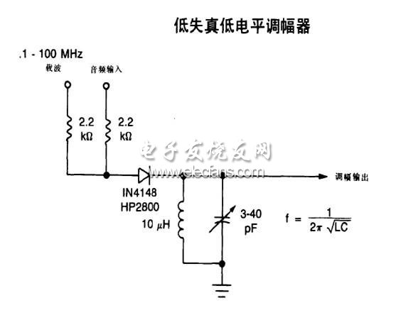 低失真低電平調幅器原理圖