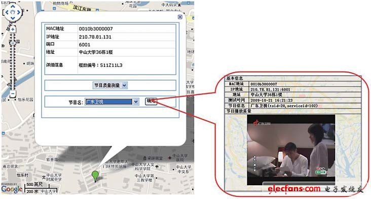 圖6 Google電子地圖監(jiān)測器節(jié)目播放狀態(tài)測量示例