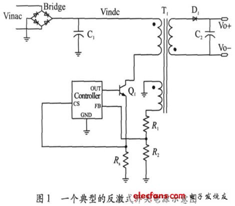 反激式開(kāi)關(guān)電源示意圖