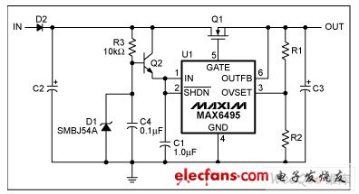 通過三極管緩沖器增大輸入電壓的過壓保護(hù)電路