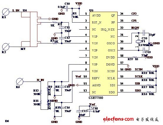 基于CSE7780智能插座的計量電路