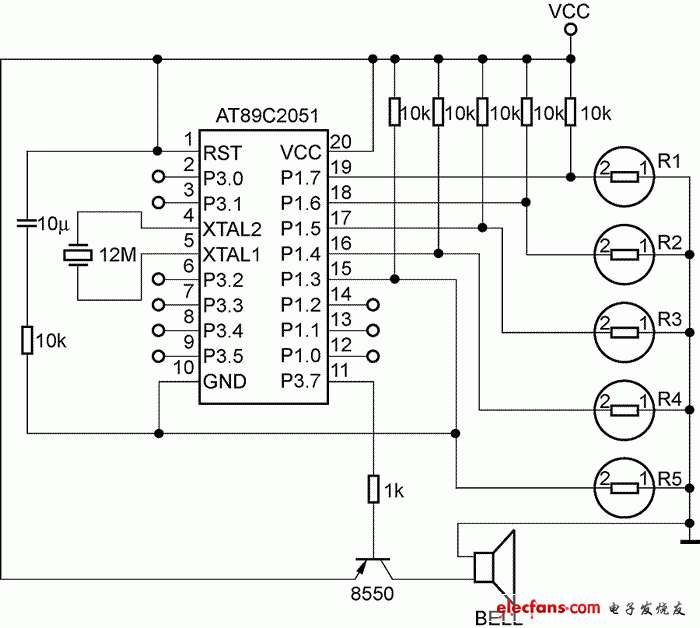 采用51單片機(jī)的電路原理圖