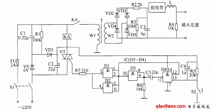 工業(yè)用電子點火器電路