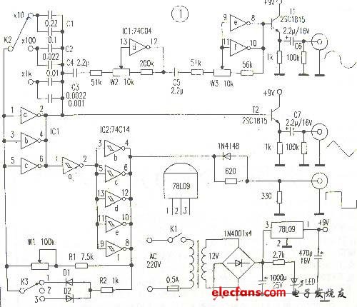 多波形信號(hào)發(fā)生器電路圖