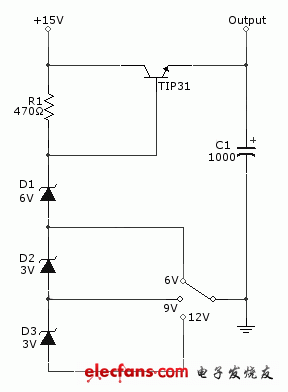 6V/9V/12V可調(diào)線性電壓調(diào)節(jié)器電路