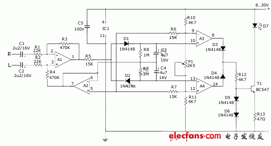 高保真立體聲顯示器的L-R信號檢測電路