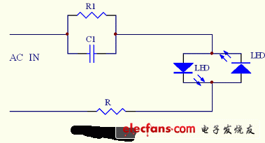 最簡單的電容降壓驅(qū)動LED電路