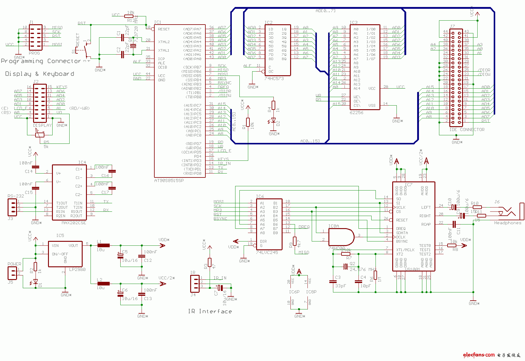 AT90S851SP構(gòu)成的MP3電路