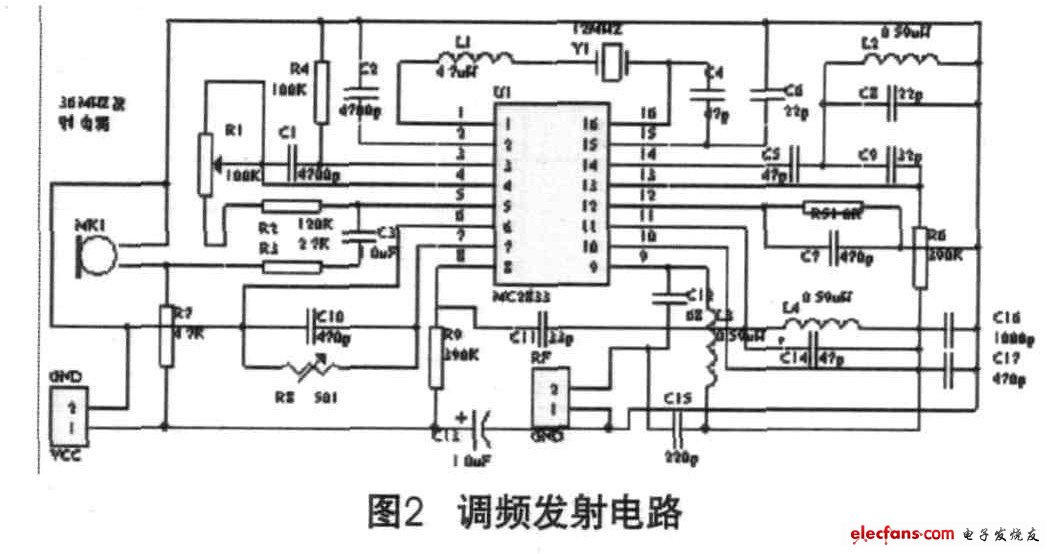 圖2 調(diào)頻發(fā)射電路