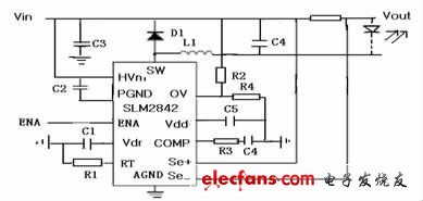 圖4 SLM2842 恒流驅(qū)動電路原理圖