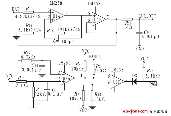 圖4 電流檢測及過流保護(hù)電路