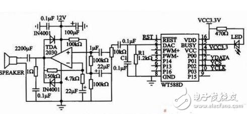 WT588D語(yǔ)音模塊電路圖