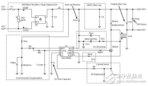 圖2 功率因數(shù)校正降壓應(yīng)用電路圖