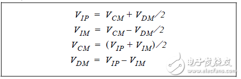 輸入電壓以及共模和差分電壓之間的關(guān)系