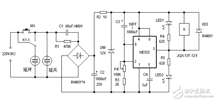 基于NE555開關(guān)電源插座電子設(shè)計(jì)圖