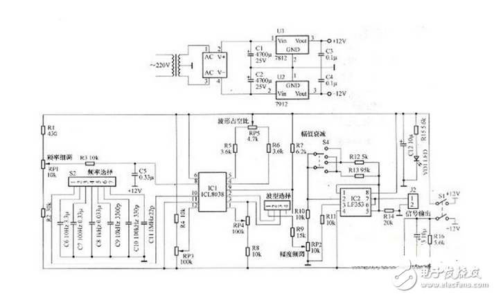 多功能信號(hào)發(fā)生器電子電路設(shè)計(jì)圖