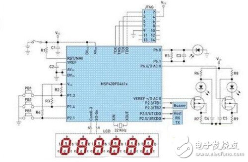 基于MSP430便攜式心率測量系統(tǒng)電路設(shè)計(jì)圖