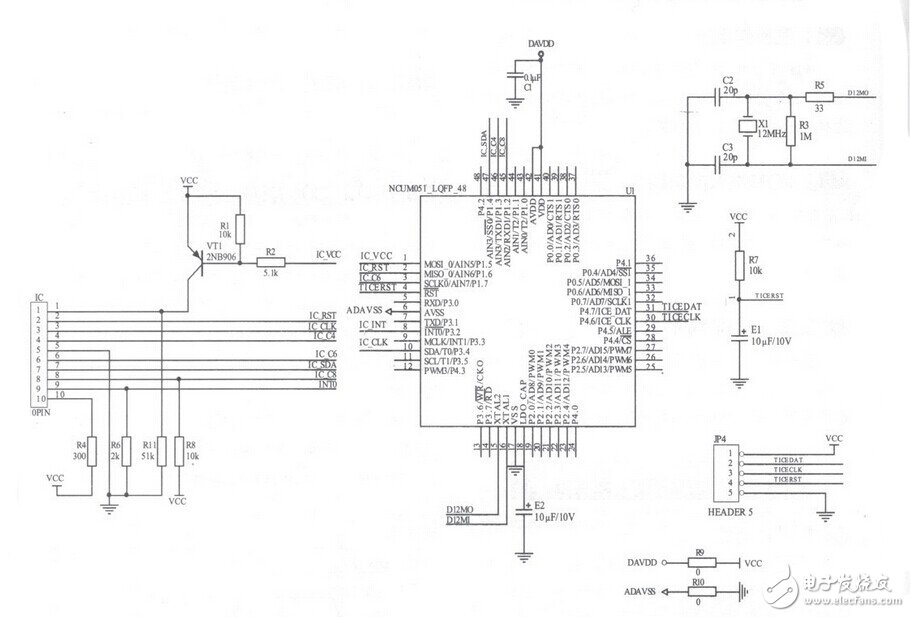 采用NuMicro M05132讀寫接觸式IC卡接口電路