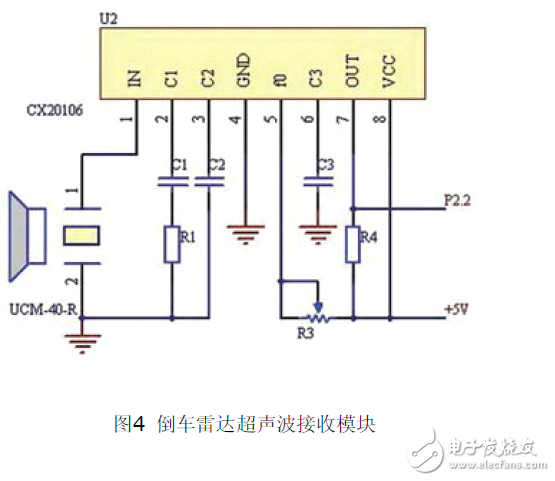 采用MSP430F2274單片機(jī)設(shè)計(jì)的倒車(chē)?yán)走_(dá)電路