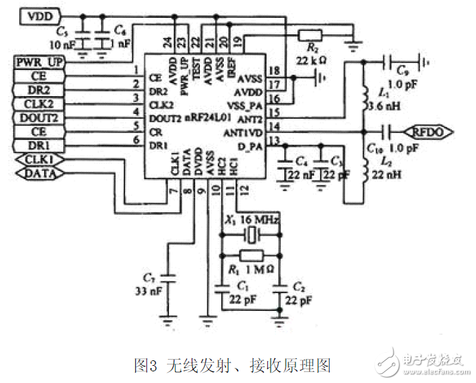 nRF24L01無(wú)線溫濕度測(cè)試系統(tǒng)電路