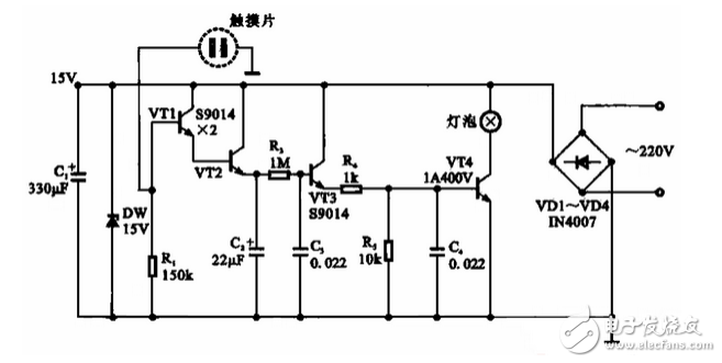 觸摸延時(shí)開關(guān)電源電路設(shè)計(jì)詳解 —電路圖天天讀（120）