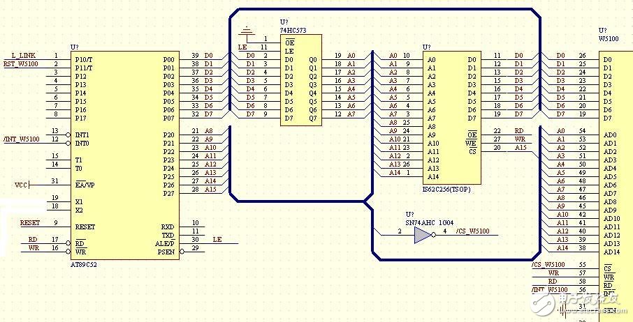 W5100網(wǎng)絡(luò)接口電子電路設(shè)計圖 —電路圖天天讀（160）