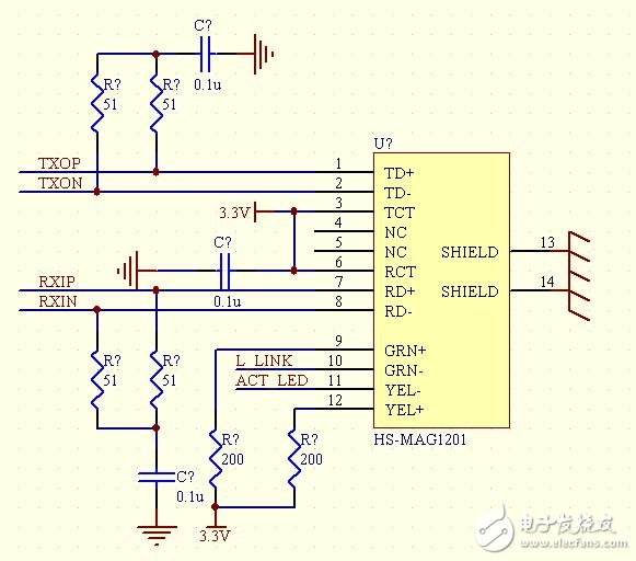 W5100網(wǎng)絡(luò)接口電子電路設(shè)計圖 —電路圖天天讀（160）