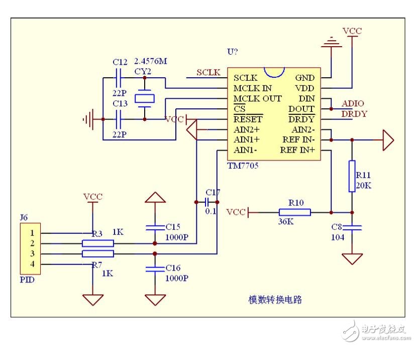 TM7705讀寫(xiě)IC寄存器電路圖