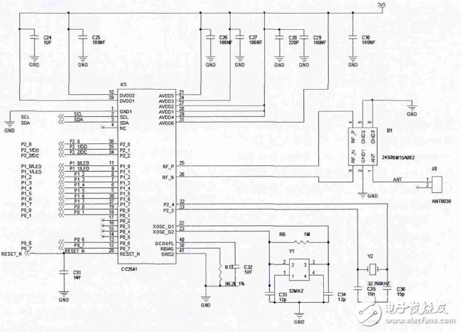 系統(tǒng)電路原理圖CC2541 部分