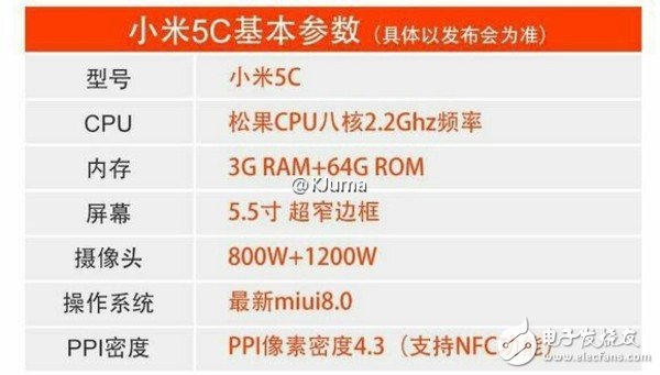 小米5c何時(shí)發(fā)布小米5C,錯(cuò)過(guò)雙11將在雙12亮相采用自主松果八核CPU支持NFC