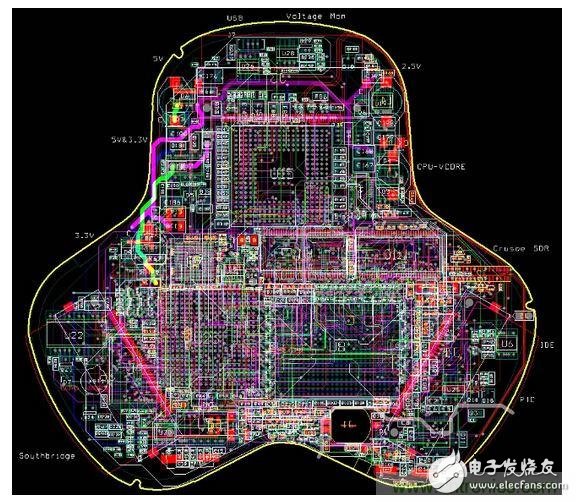 這片掌上電腦的12層電路板原型看起來很厲害，但是因?yàn)樽詣?dòng)布線器搞砸了PCI總線的時(shí)序，根本無法運(yùn)作。