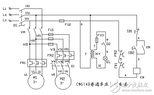 CW6140普通車床控制電路