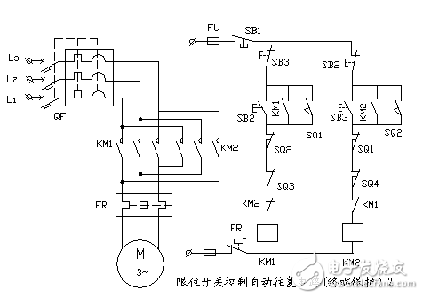 限位開關(guān)控制自動往復(fù)電路