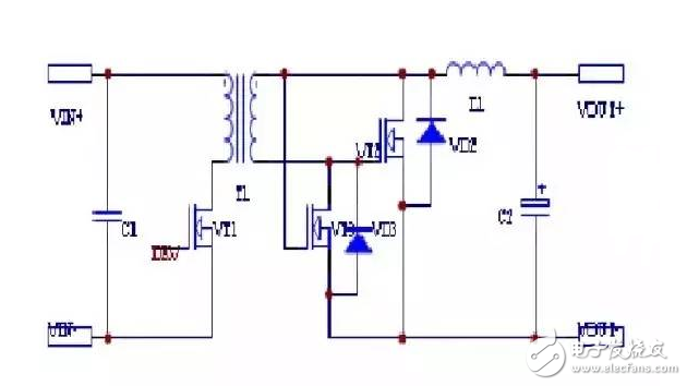 開關電源的損耗主要由3部分組成：功率開關管的損耗，高頻變壓器的損耗，輸出端整流管的損耗。在低電壓、大電流輸出的情況下，整流二極管的導通壓降較高，輸出端整流管的損耗尤為突出。快恢復二極管（FRD）或超快恢復二極管（SRD）可達1.0～1.2V，即使采用低壓降的肖特基二極管（SBD），也會產(chǎn)生大約0.6V的壓降，這就導致整流損耗增大，電源效率降低。