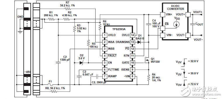 tps2393a集成電路的熱插拔電源管理器