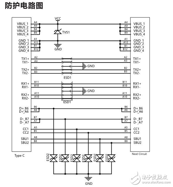 基于SMF24A的Type-C接口防護(hù)方案電路