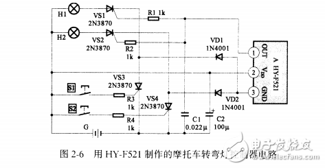 用HY-F521摩托車轉(zhuǎn)彎燈控制器設(shè)計