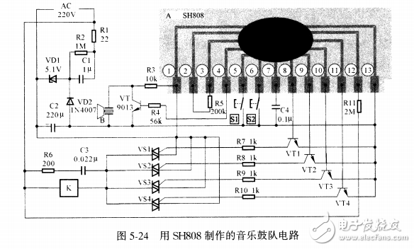 基于SH808音樂鼓隊(duì)電路設(shè)計(jì)