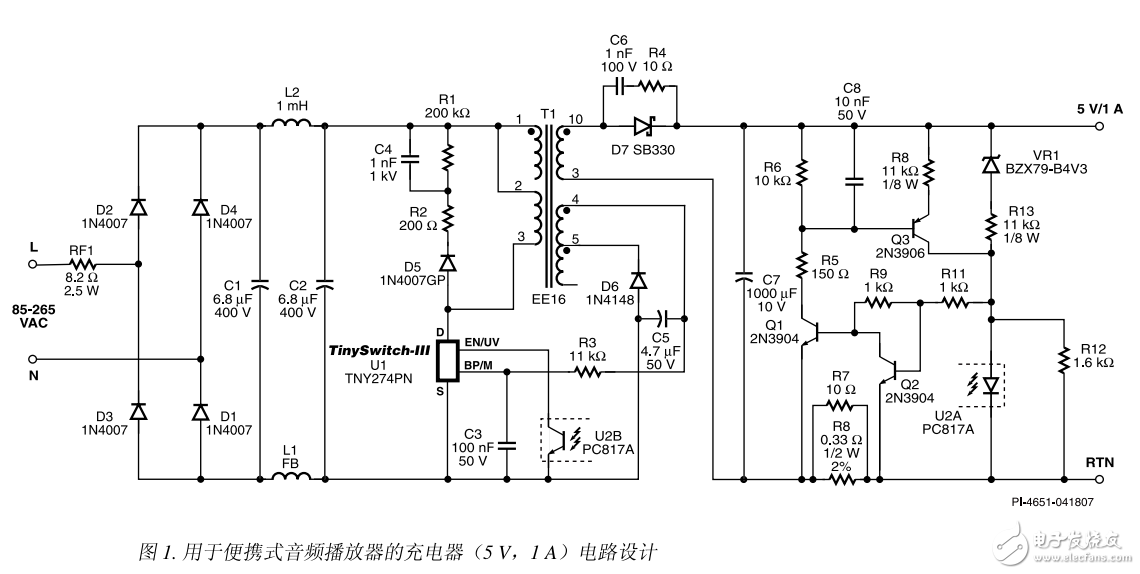 便攜式音頻播放器的5W高效率充電器參考設(shè)計(jì)