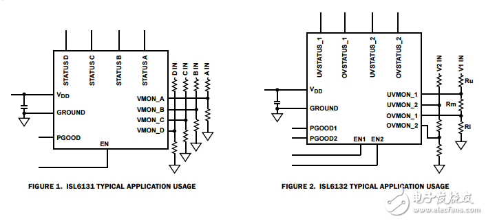多電壓監(jiān)控芯片ISL6131, ISL6132