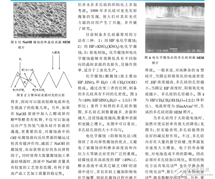 多孔硅的制作及光陷阱在晶硅太陽電池中的應(yīng)用介紹