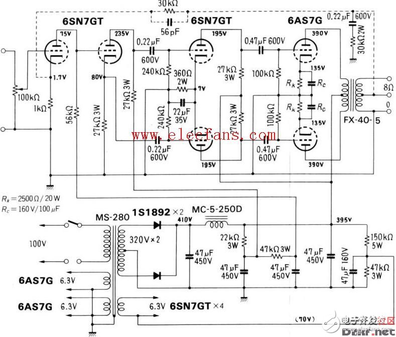 推挽電路圖全集（6n5、6N16B、6N11+6N5、6T1+6N15等推挽電路）