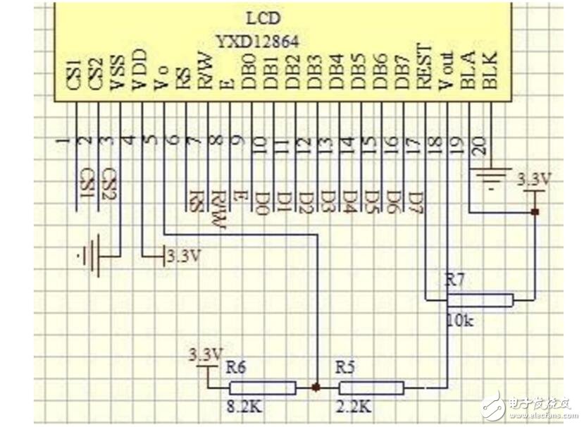 lcd12864與單片機(jī)連接圖