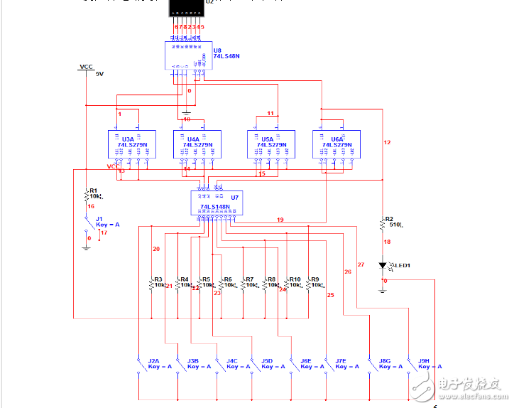 74ls148做八路搶答器