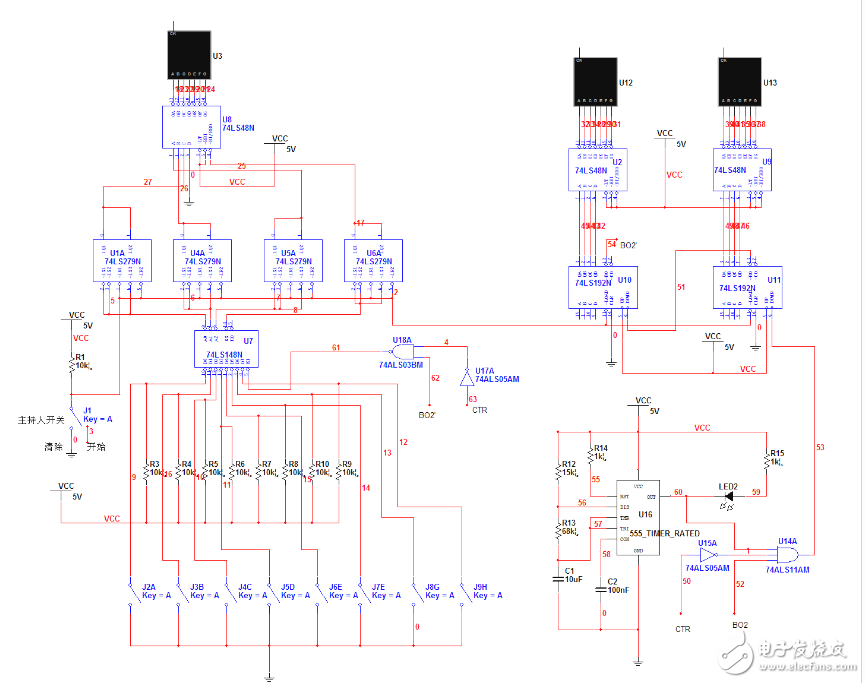 74ls148做八路搶答器